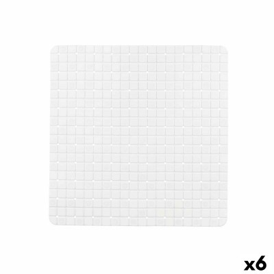 Non-slip Shower Mat Berilo White PVC 6 x 50 x 6 cm 50,3 x 50,3 x 0,7 cm Frames (6 Units)