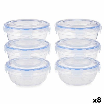 Ensemble de Boîtes à Lunch Leknes Bleu Transparent polypropylène Plastique 800 ml Hermétique (8 Unités)