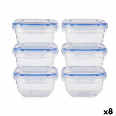 Ensemble de Boîtes à Lunch Leknes Bleu Transparent polypropylène Plastique 900 ml Hermétique (8 Unités)