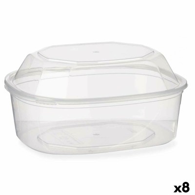 Rectangular Lunchbox with Lid Leknes Transparent polypropylene 1,5 L (8 Units)