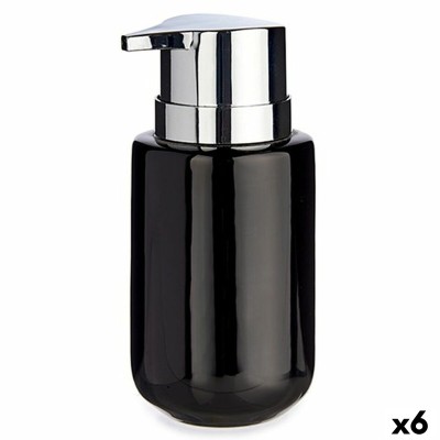 Distributeur de Savon Berilo Noir Argenté Métal Céramique 350 ml 7 x 14,5 x 8,5 cm (6 Unités)