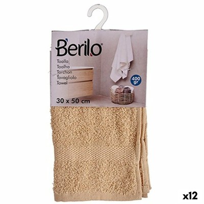 Bath towel Berilo Cream 80 % cotton 20 % Polyester 30 x 50 cm 25 x 1,5 x 15 cm (12 Units)