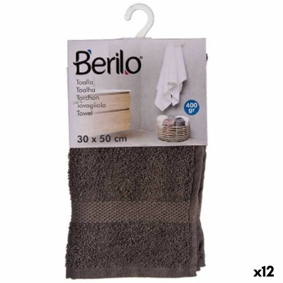 Serviette de toilette Berilo Gris 80 % coton 20 % Polyester 30 x 50 cm 30 x 50 x 0,2 cm 25 x 1,5 x 15 cm (12 Unités)