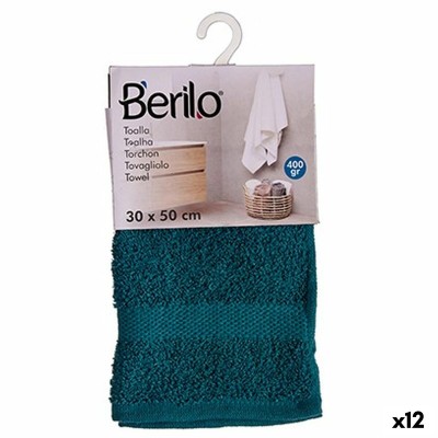 Bath towel Berilo Blue 80 % cotton 20 % Polyester 30 x 50 cm 30 x 50 x 0,2 cm 25 x 1,5 x 15 cm (12 Units)
