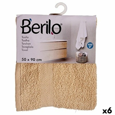 Bath towel Berilo Cream 80 % cotton 20 % Polyester 50 x 90 cm 52 x 0,2 x 90 cm 25 x 3 x 22 cm 23 x 26 x 3 cm (6 Units)