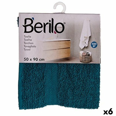 Bath towel Berilo Blue 80 % cotton 20 % Polyester 50 x 90 cm 50 x 3 x 22 cm 50 x 90 x 0,2 cm (6 Units)