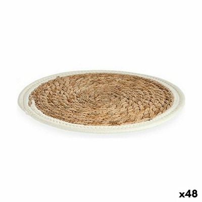 Table Mat Gift Decor White Natural Natural Fibre 30 x 1 x 30 cm (48 Units)