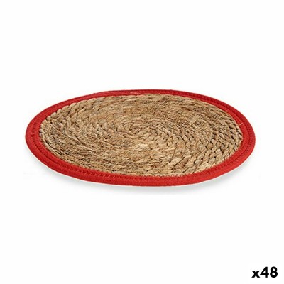 Table Mat Gift Decor Red Natural Natural Fibre 35 x 1 x 35 cm (48 Units)