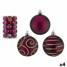 Lot de boules de Noël Krist+ Violet PVC Ø 6 cm (4 Unités)