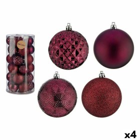 Set of Christmas balls Krist+ Red Purple PVC 8 cm (4 Units)