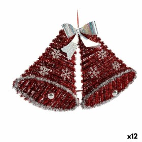 Décorations de Noël Krist+ Blanc Rouge polypropylène PET Cloches 52 x 31,5 x 7,5 cm Pendentif guirlande Lumière LED (12 Unités)
