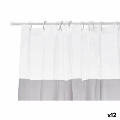 Shower Curtain Berilo Grey Transparent Plastic PEVA 180 x 180 cm 16 x 28,5 x 4 cm (12 Units)