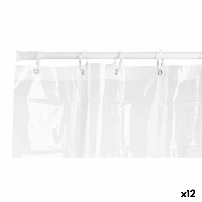 Rideau de Douche Berilo Transparent Plastique PEVA 180 x 180 cm 16 x 28,5 x 3,5 cm (12 Unités)