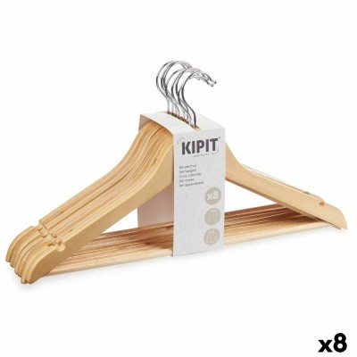 Set of Clothes Hangers Kipit Brown Wood Metal 44,5 x 1,2 x 23 cm 43,5 x 23 x 10 cm 44,5 x 23 x 10 cm (8 Units)