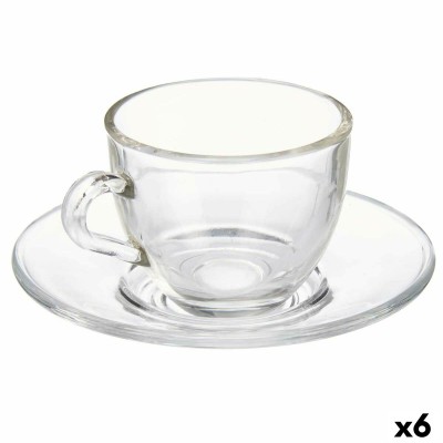 Tasse avec sous-tasse Vivalto Transparent verre 85 ml (6 Unités)