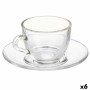 Tasse avec sous-tasse Vivalto Transparent verre 85 ml (6 Unités)