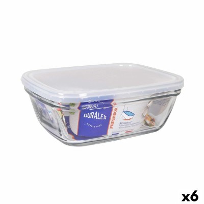 Rectangular Lunchbox with Lid Duralex Freshbox Transparent 1,7 L 21,5 x 16,5 x 8 cm (6 Units)