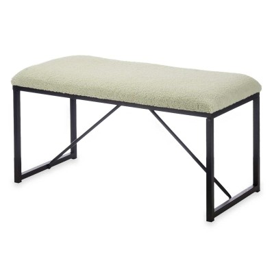 Bench Gift Decor Green Metal Cloth 81 x 42 x 38 cm