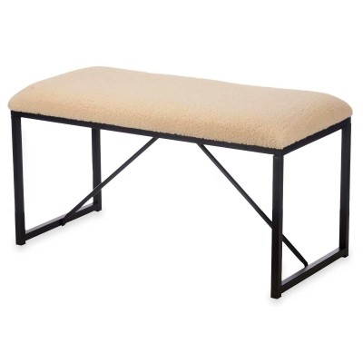 Banc Gift Decor Beige Métal Tissu 81 x 42 x 38 cm