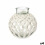 Vase Gift Decor White Transparent Cloth Glass Macrame 25 x 26,5 x 25 cm (4 Units)