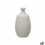 Vase Gift Decor Grey Ceramic Stripes 21 x 39 x 21 cm (2 Units)