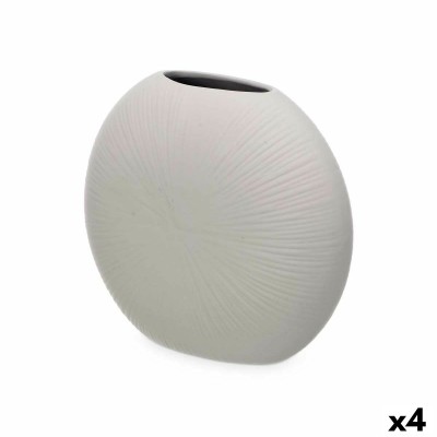 Vase Gift Decor Grey Ceramic Circular 29 x 26 x 11 cm (4 Units)