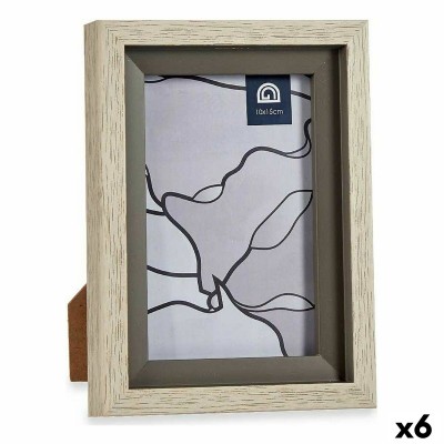 Photo frame Gift Decor Beige Grey Crystal Plastic (6 Units)