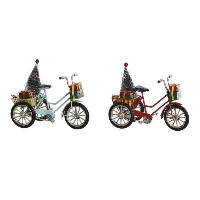 Décorations de Noël DKD Home Decor Rouge Bleu ciel 16 x 8 x 12,5 cm (2 Unités)