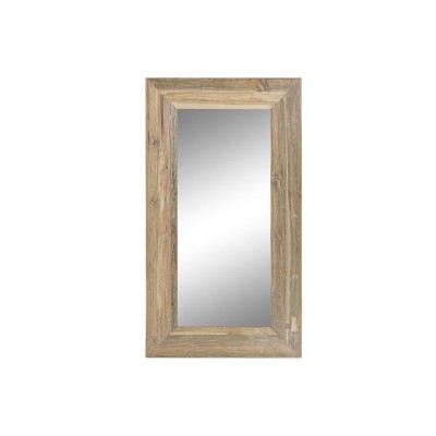 Free standing mirror Home ESPRIT White Natural Teak 100 x 7 x 180 cm