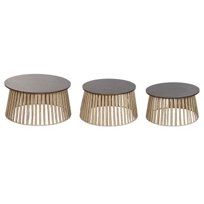 Jeu de 3 tables Home ESPRIT Marron 66 X 66 X 34 CM (3 Unités)