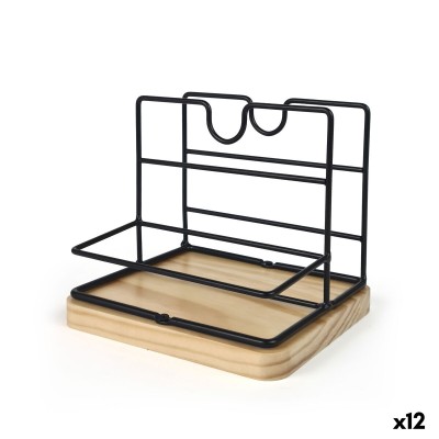 Multi-Purpose Organiser My Bar Brown Black Wood Metal 15 x 13 x 14 cm (12 Units)