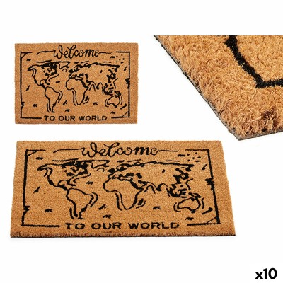 Paillasson Gift Decor World Imprimé PVC 100 % PVC Fibres de coco 40 x 2 x 60 cm (10 Unités)