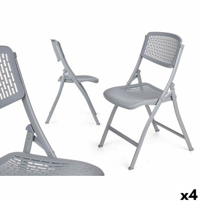 Folding Chair Gift Decor Grey 59 x 50 x 82 cm 108 x 13,5 x 50 cm (4 Units)