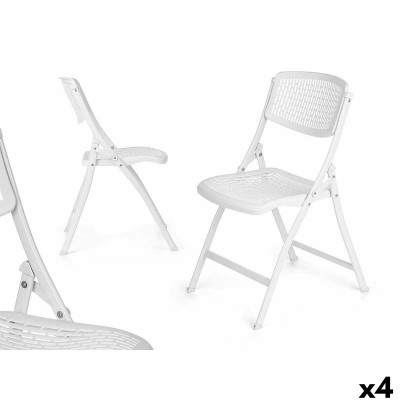 Chaise Pliante Gift Decor Blanc 59 x 50 x 82 cm 108 x 11,5 x 50 cm (4 Unités)