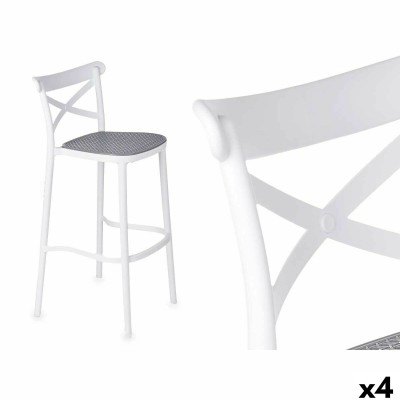 Stool Gift Decor White Grey polypropylene Rattan 41 x 103 x 52,5 cm (4 Units)