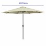 Marbueno Parasol Acier 8 Baleines D270 cm Polyester Beige Jardin, Piscine 10483