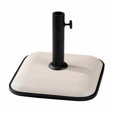 Marbueno Base Parasol Carré Béton 35X35X5,2 cm 11KG Blanc Jardin, Piscine, Terrasse