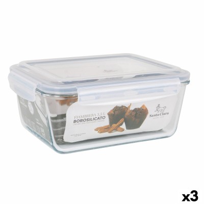 Boîte à lunch hermétique Santa Clara Transparent Rectangulaire 3,5 L (3 Unités)