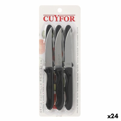 Ensemble de Couteaux Cuyfor Filo Noir Argenté 6 Pièces (24 Unités)