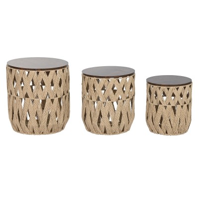 Jeu de 3 tables Home ESPRIT Marron 40 x 40 x 45 cm (3 Pièces)