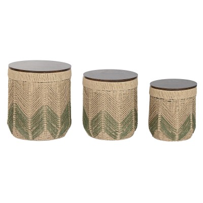 Jeu de 3 tables Home ESPRIT Marron Vert 40 x 40 x 45 cm (3 Pièces)
