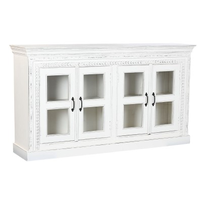 Buffet Home ESPRIT Blanc Verre Bois de manguier 180 x 40 x 100 cm