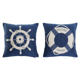 Cushion Home ESPRIT Blue White 45 x 10 x 45 cm (2 Units)