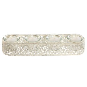 Candleholder Home ESPRIT Cream Metal Crystal 31 x 7 x 5 cm