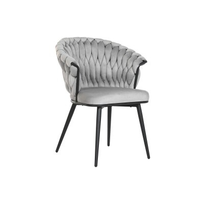 Chaise de Salle à Manger Home ESPRIT Noir Gris Polyester Métal 60 x 66 x 84 cm 66 x 60 x 84 cm