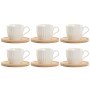 Set of 6 Cups with Plate Home ESPRIT White Natural Bamboo Porcelain 220 ml