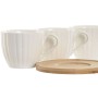 Set of 6 Cups with Plate Home ESPRIT White Natural Bamboo Porcelain 220 ml