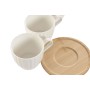 Set of 6 Cups with Plate Home ESPRIT White Natural Bamboo Porcelain 220 ml