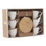 Set of 6 Cups with Plate Home ESPRIT White Natural Bamboo Porcelain 220 ml