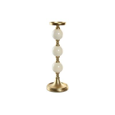 Candle Holder Home ESPRIT White Golden Aluminium Modern 15 x 15 x 43.5 cm